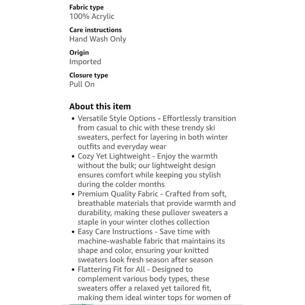 Oversized Sweater for Women Fall Knit Fashion Crewneck Long Sleeve SZ SMALL - Picture 5 of 7